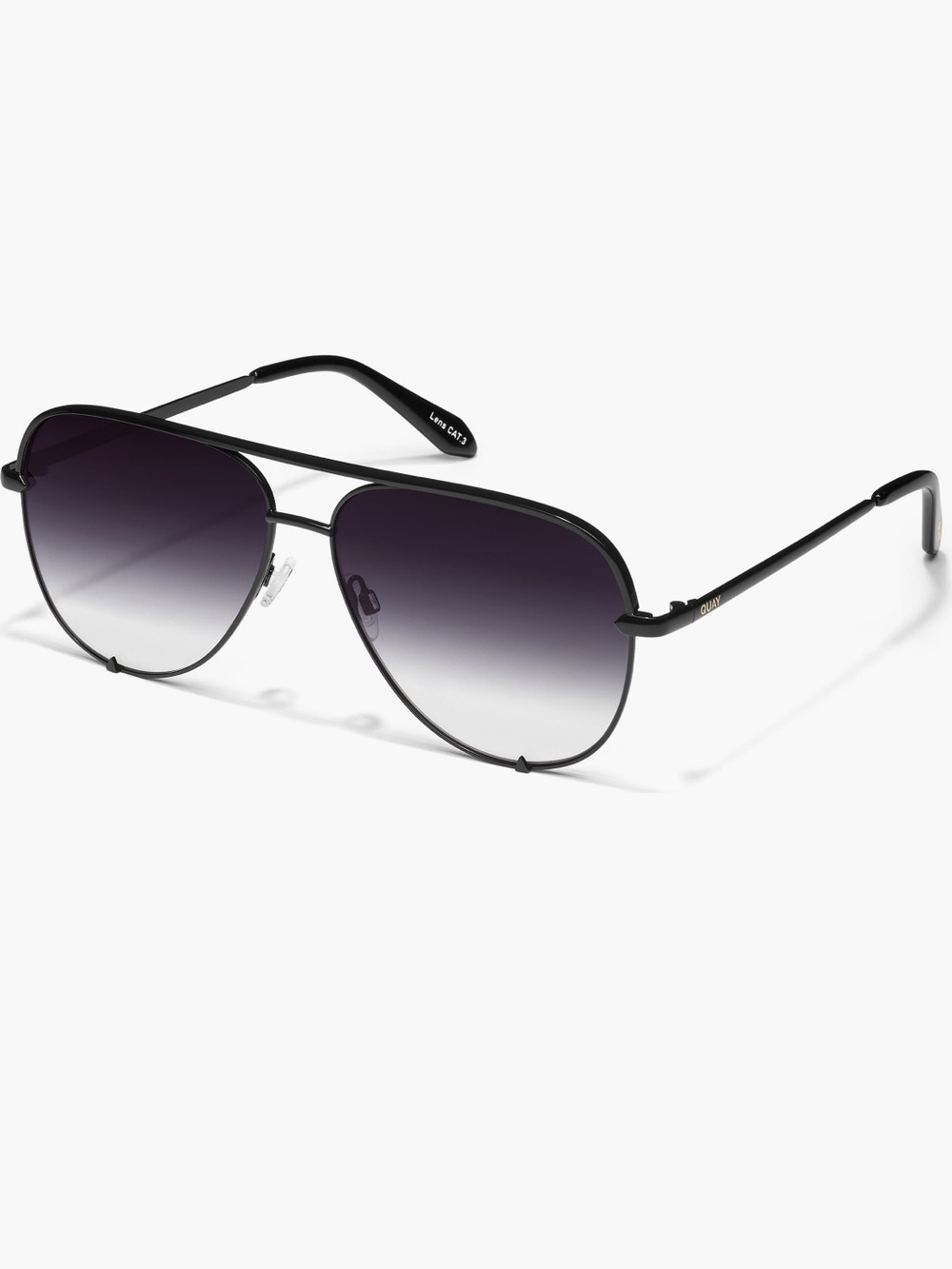 Quay “HIGH KEY “ Avaitor Black Sunglasses w/Gradient Smoke Lenses New